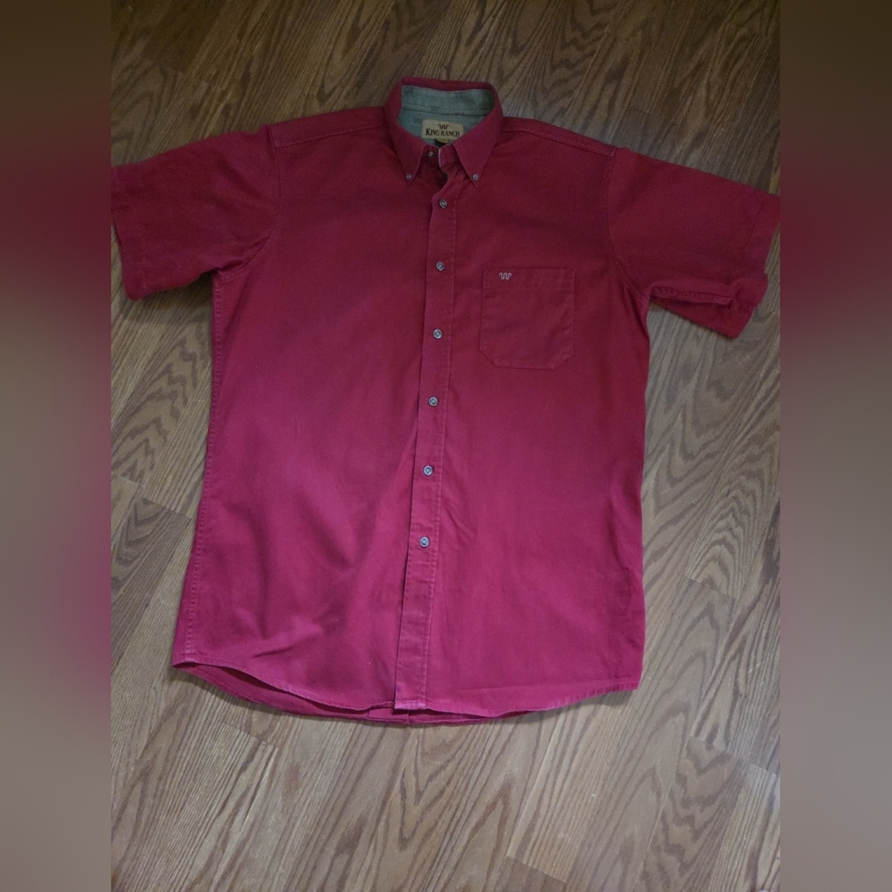 King Ranch‎ Short Sleeve Shirt Size LT Thick Cotton Cowboy Western